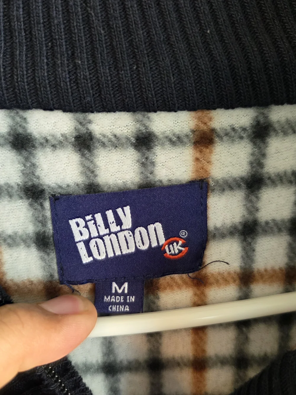 Men's Billy London Navy Heather Quarter-Zip Knit Sweater, Size Medium